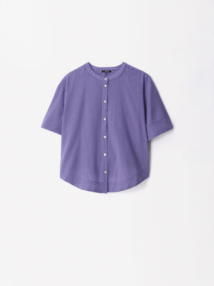 Cotton Mandarin Collar Shirt