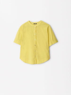 Cotton Mandarin Collar Shirt