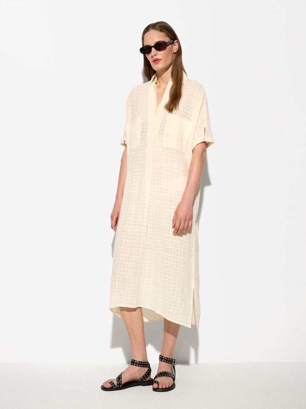 Textured Dress With Linen