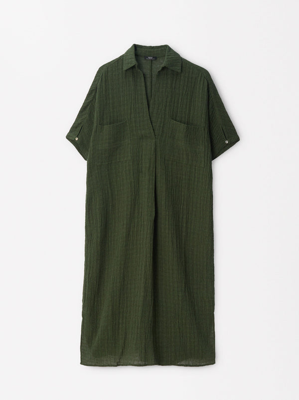 Textured Dress With Linen