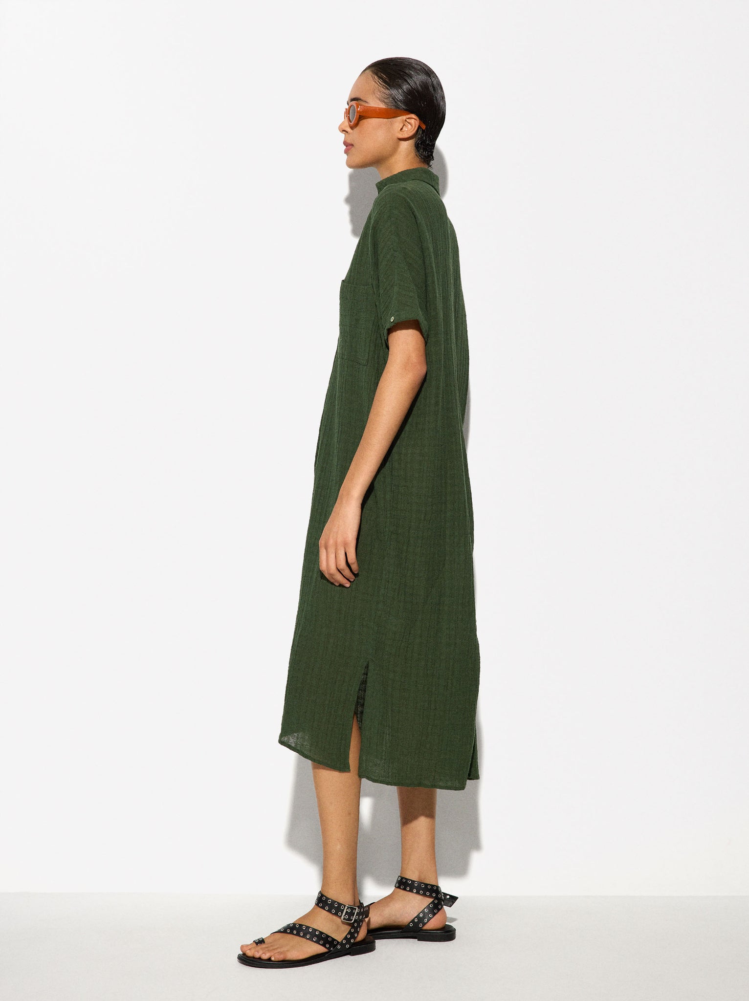 Textured Dress With Linen