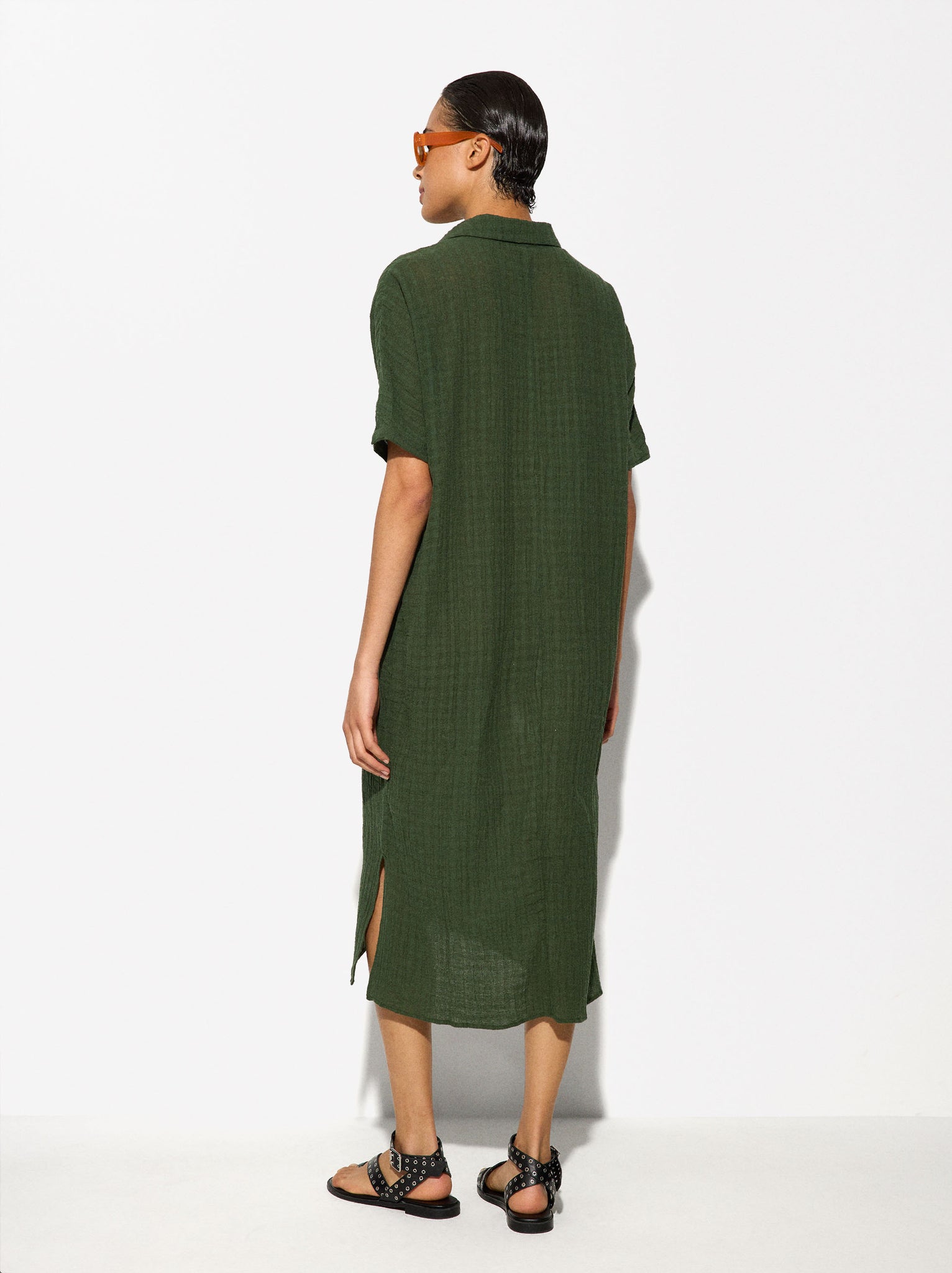 Textured Dress With Linen