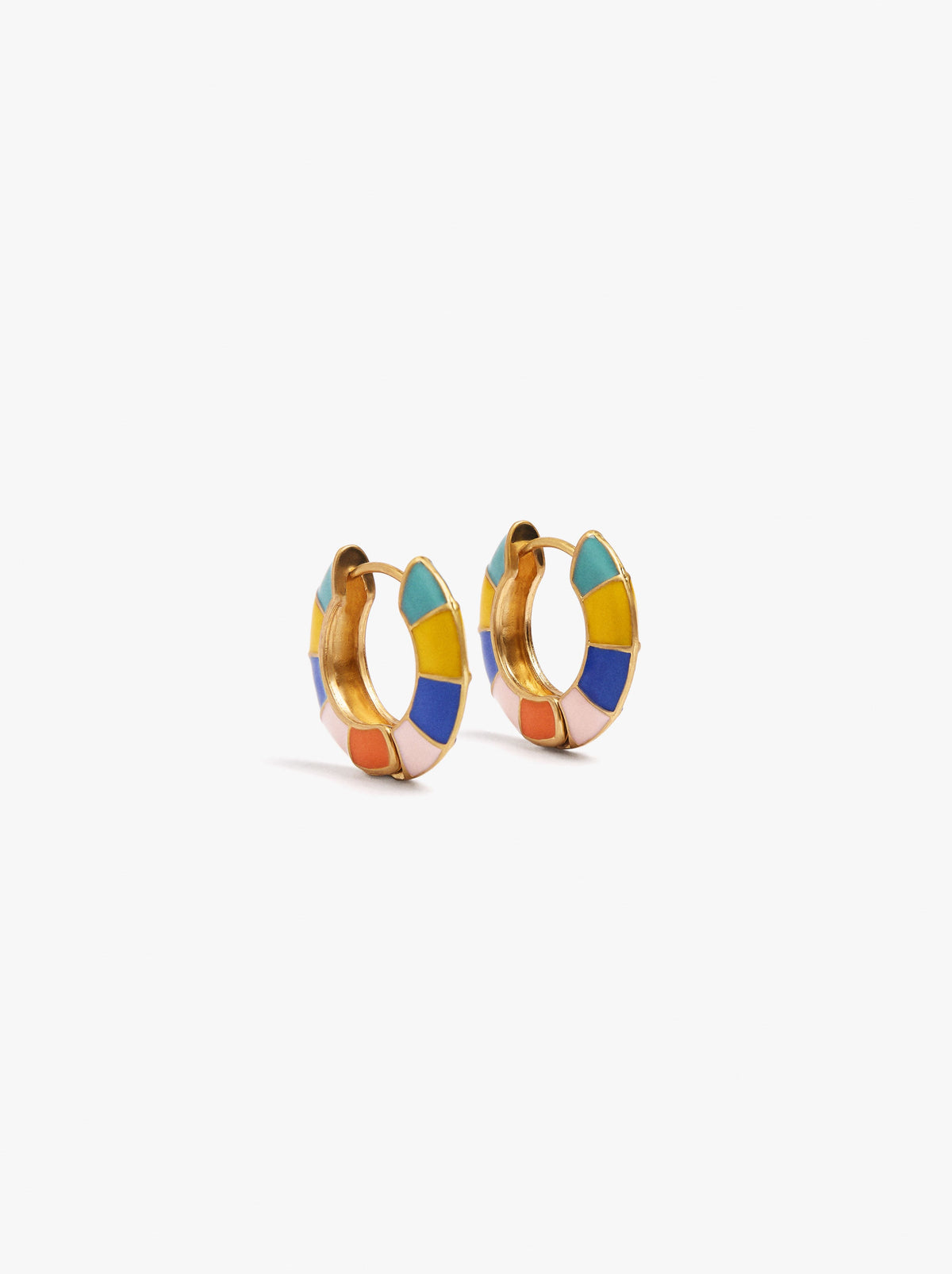 Hoop Earrings With Multicolor Enamel Segments