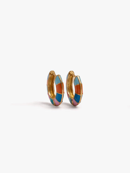 Hoop Earrings With Multicolor Enamel Segments