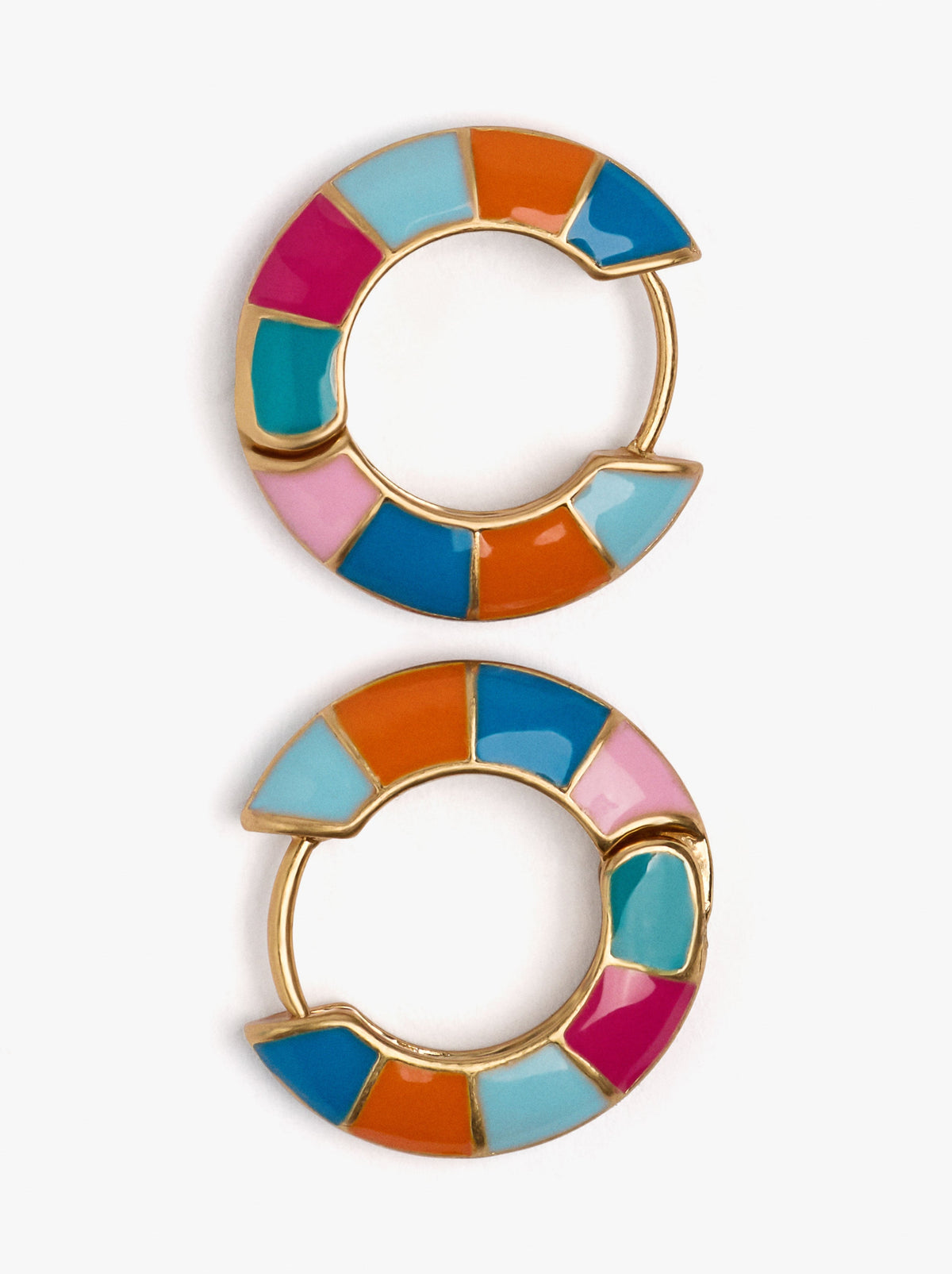 Hoop Earrings With Multicolor Enamel Segments