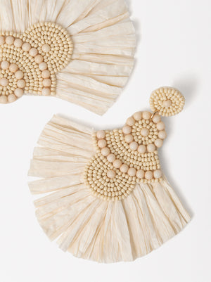 Raffia Earrings With Beads