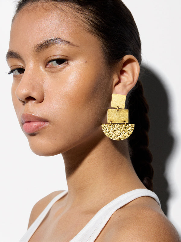 Textured Golden Earrings