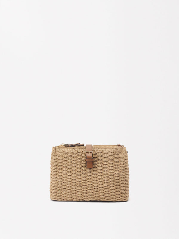 Straw-Effect Crossbody Bag