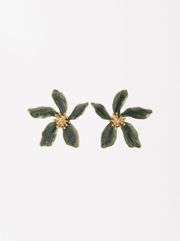 Enameled Flower Earrings