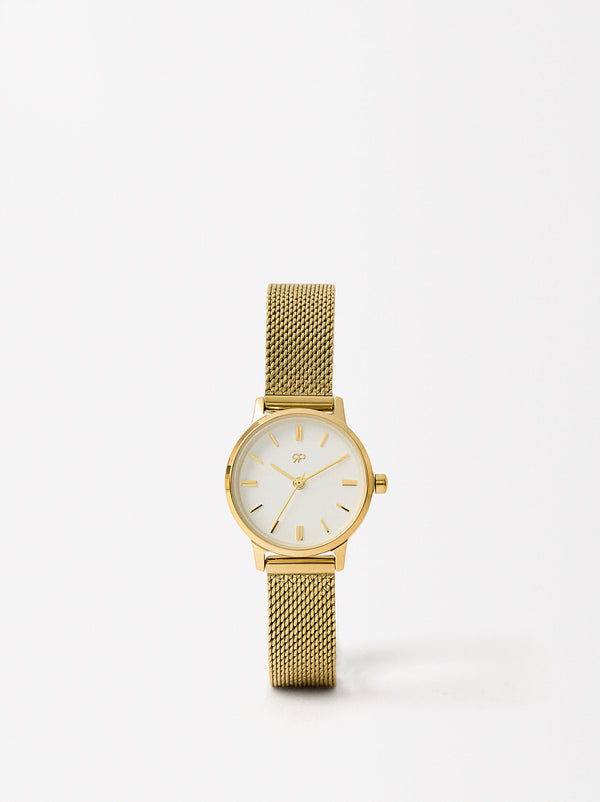 Watch With Stainless Steel Metallic Mesh Strap