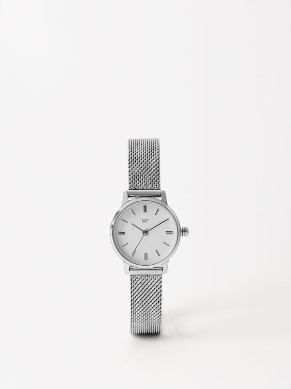 Watch With Stainless Steel Metallic Mesh Strap