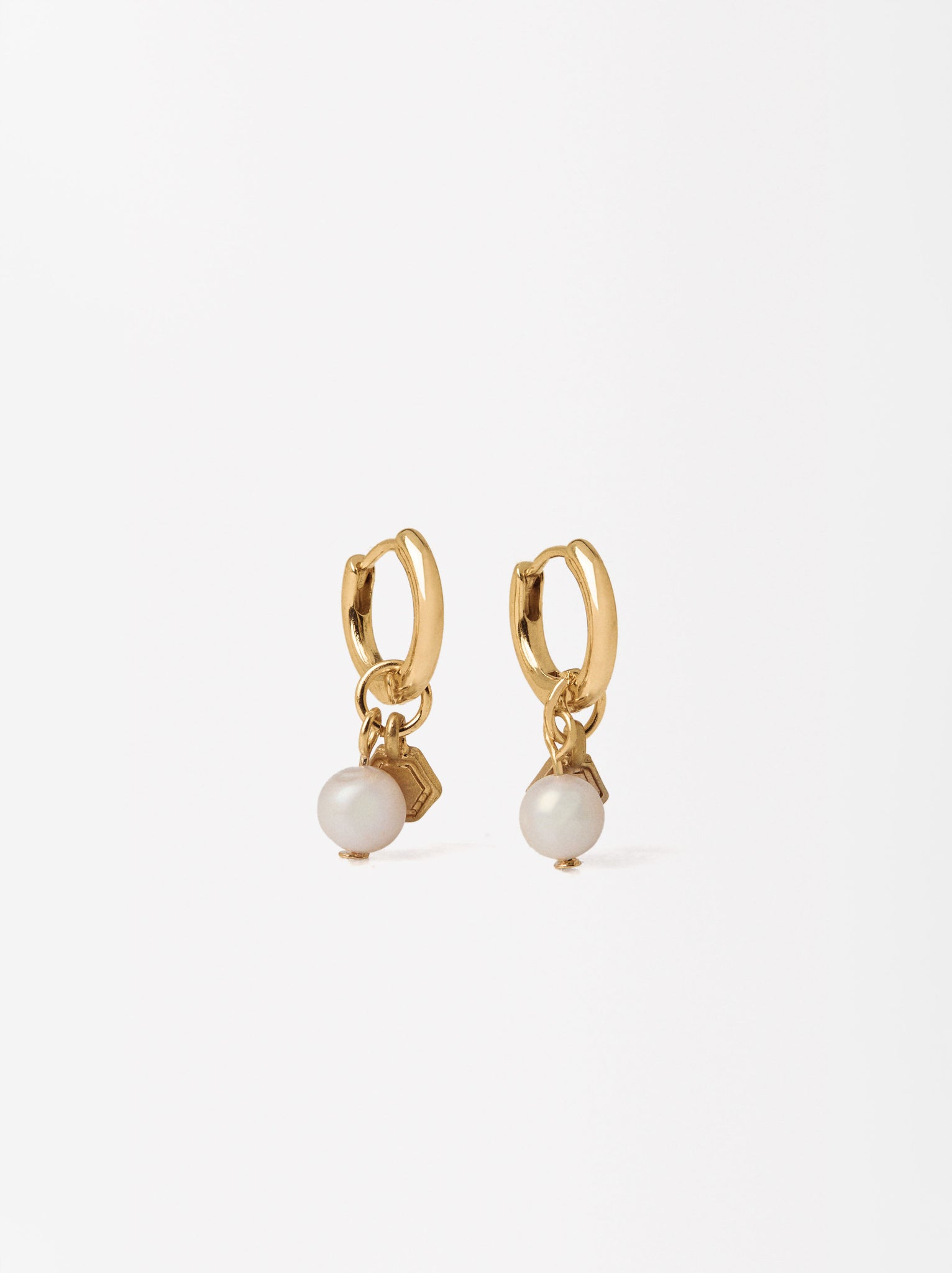 Short Freshwater Pearl Hoops Earrings