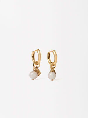 Short Freshwater Pearl Hoops Earrings