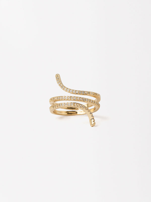 Spiral Ring With Zirconias