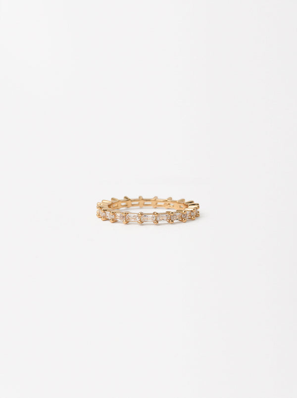 Golden Ring With Zircons