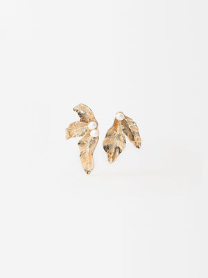 Leaf Earrings With Pearls