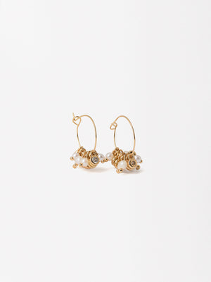 Golden Hoops With Pearls