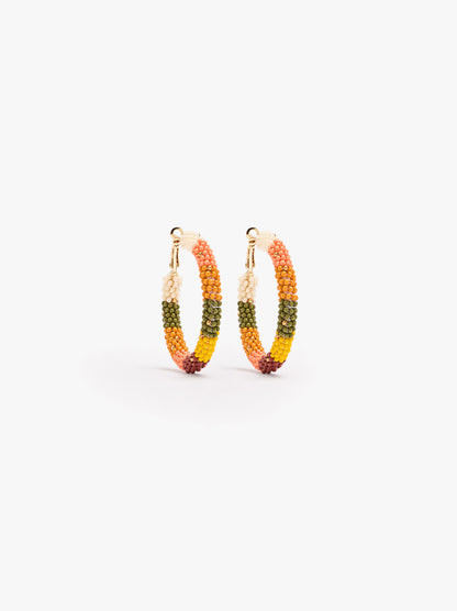 Hoop Earrings With Multicolor Beads