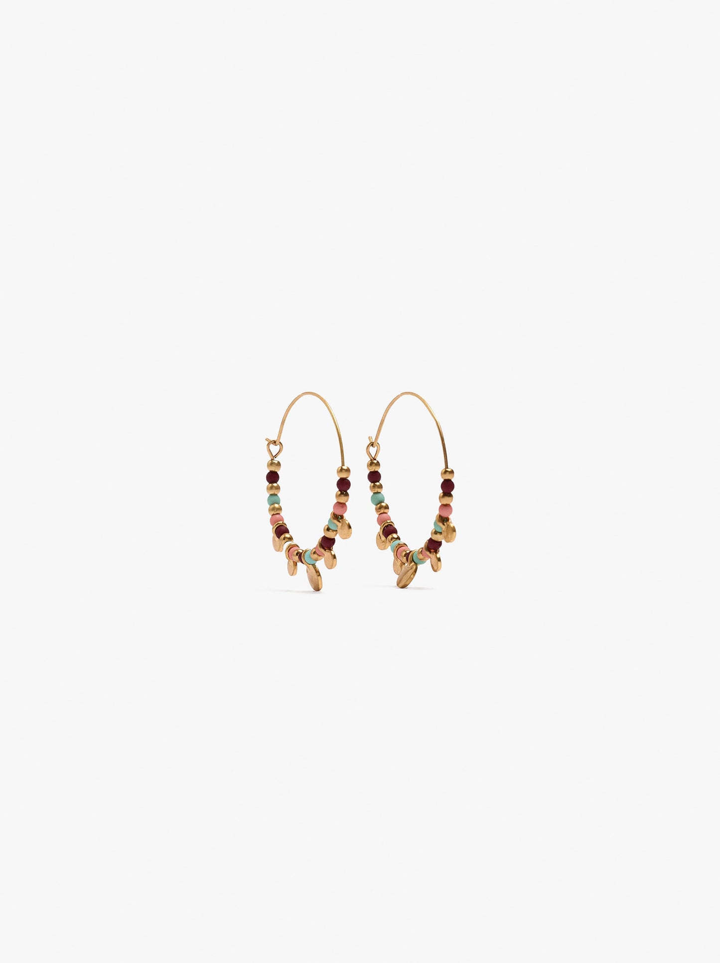Hoop Earrings With Multicolor Beads