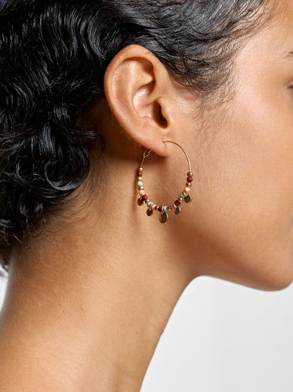 Hoop Earrings With Multicolor Beads
