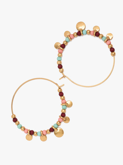 Hoop Earrings With Multicolor Beads