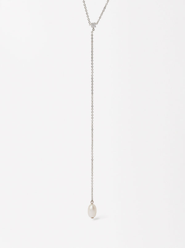 Necklace With Zirconia And Pearl