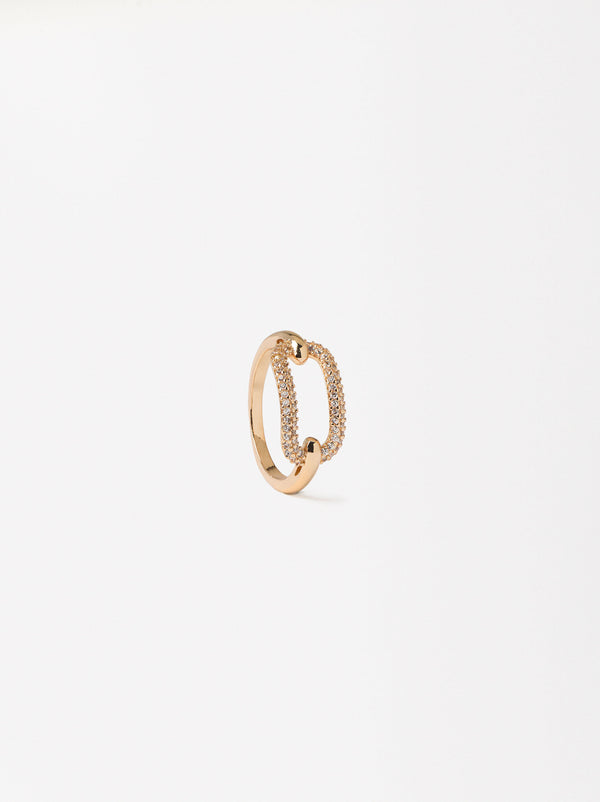 Golden Ring With Zirconia