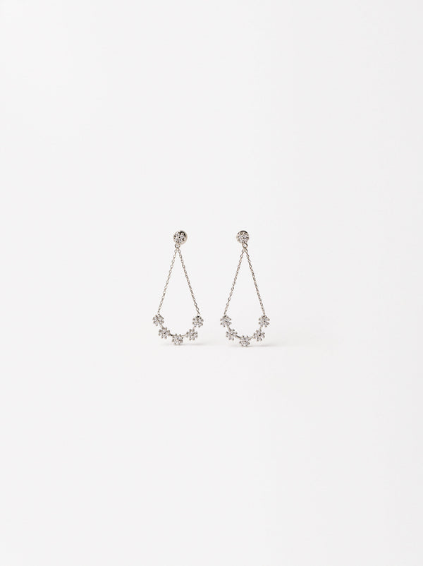 Flower Earrings With Zirconia