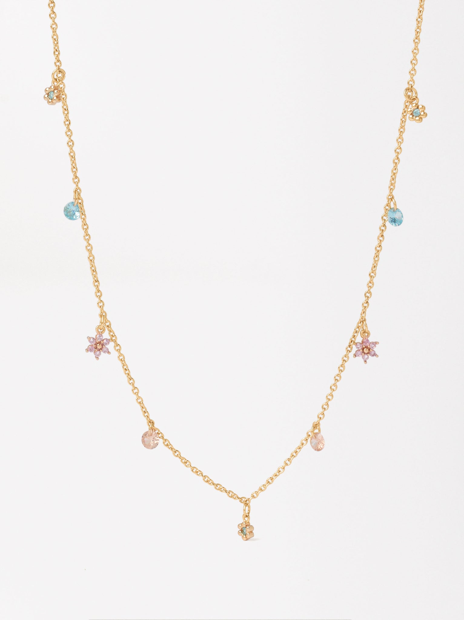 Golden Necklace With Zircons