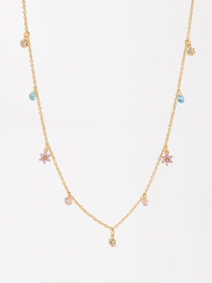 Golden Necklace With Zircons