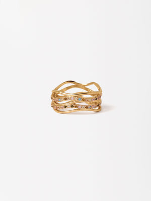 Golden Ring With Zirconia