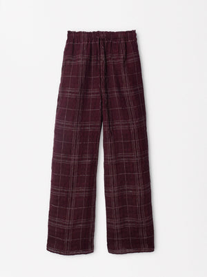 Checked Trousers With Linen