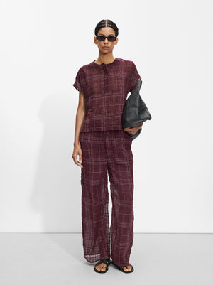 Checked Trousers With Linen