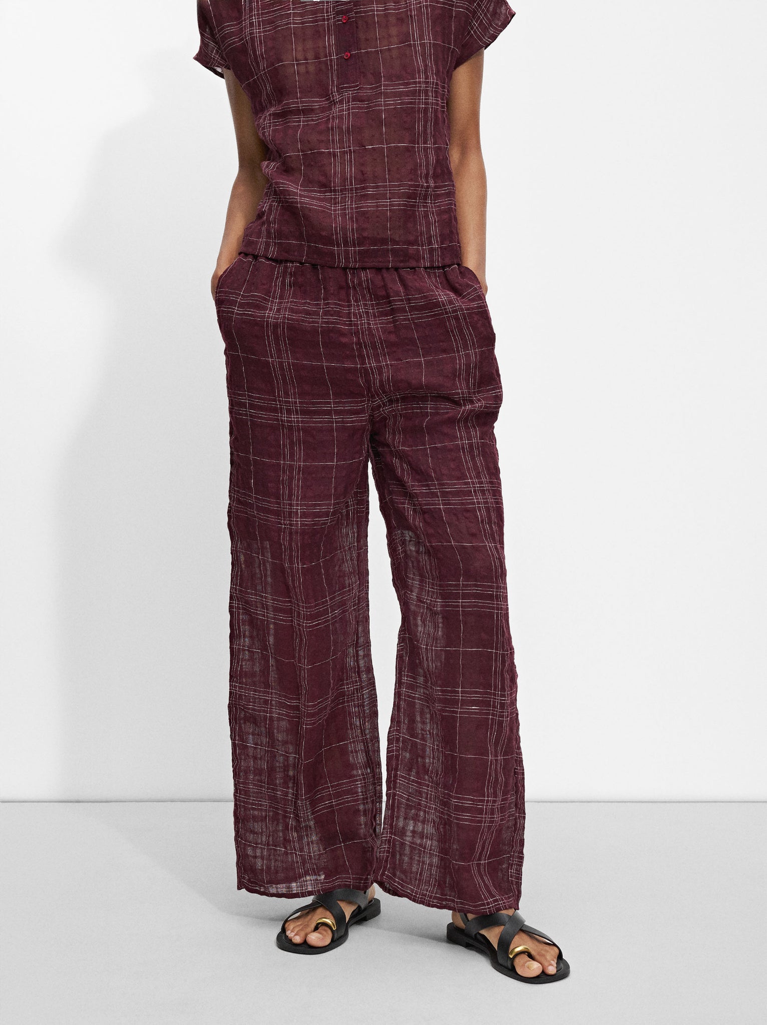 Checked Trousers With Linen