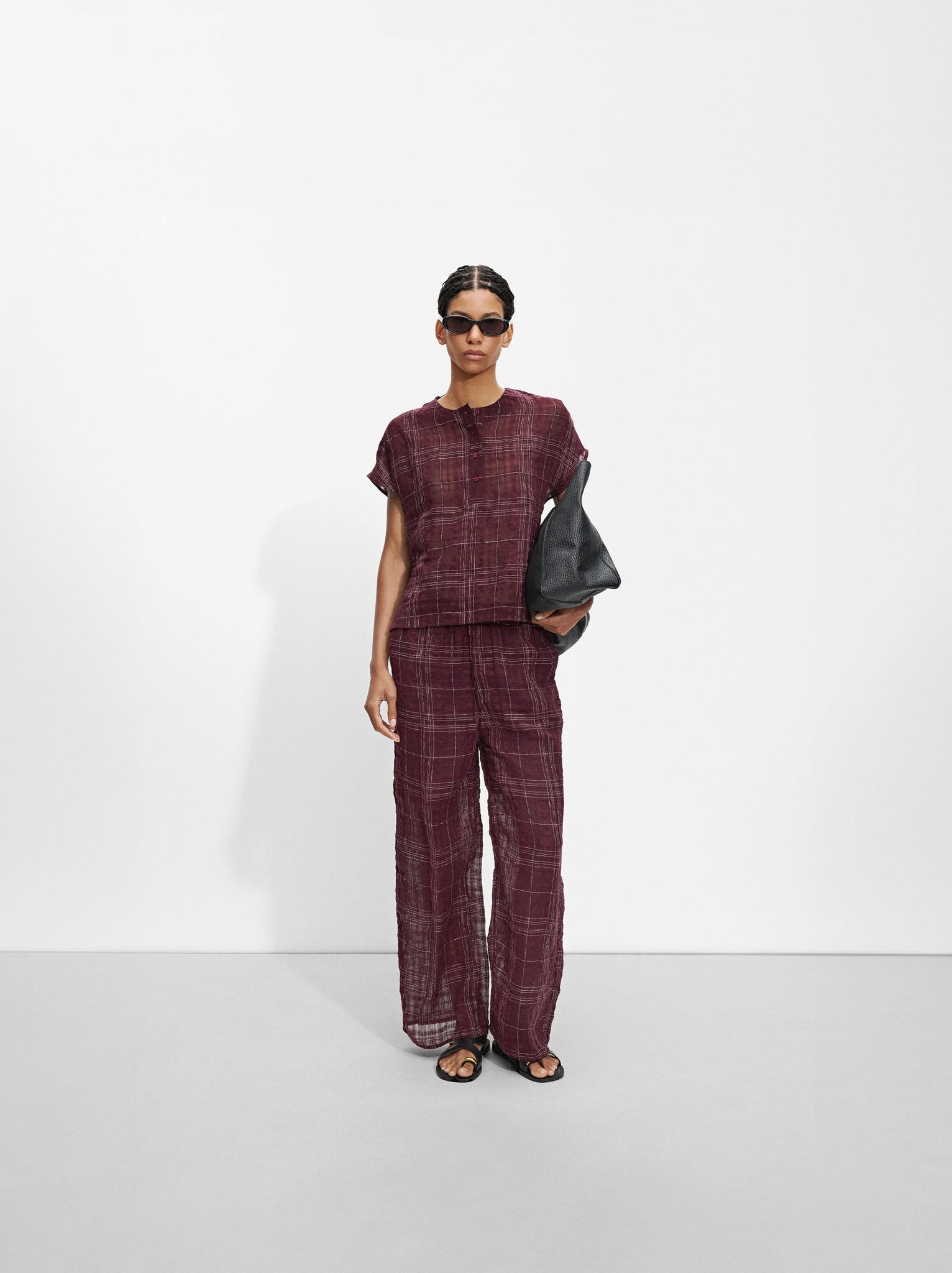 Checked Trousers With Linen