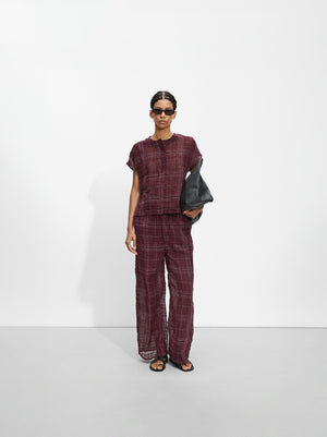 Checked Trousers With Linen