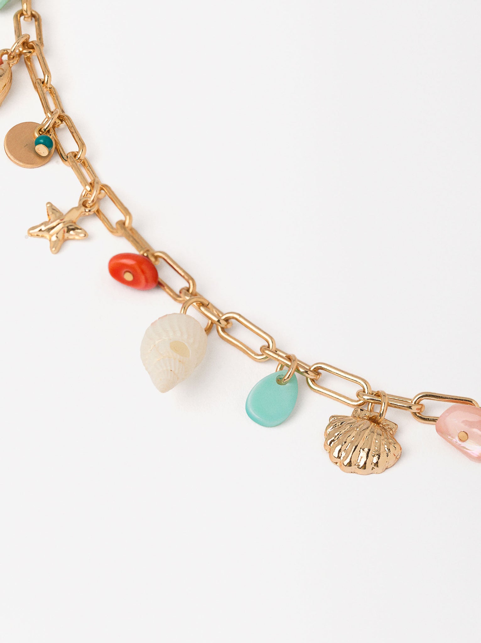 Golden Anklet Bracelet With Shell Beads