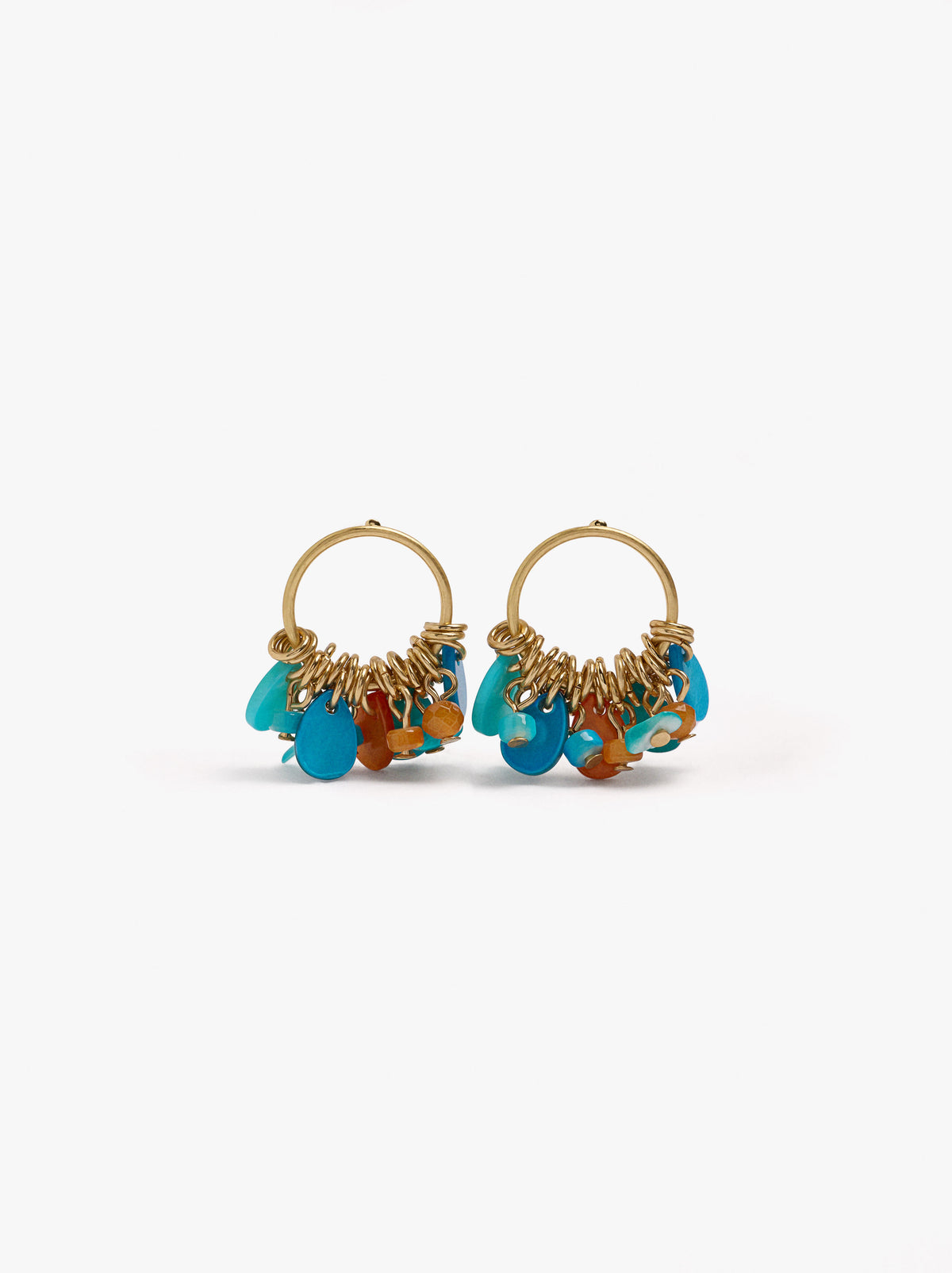 Earrings With Shells And Multicolor Stones