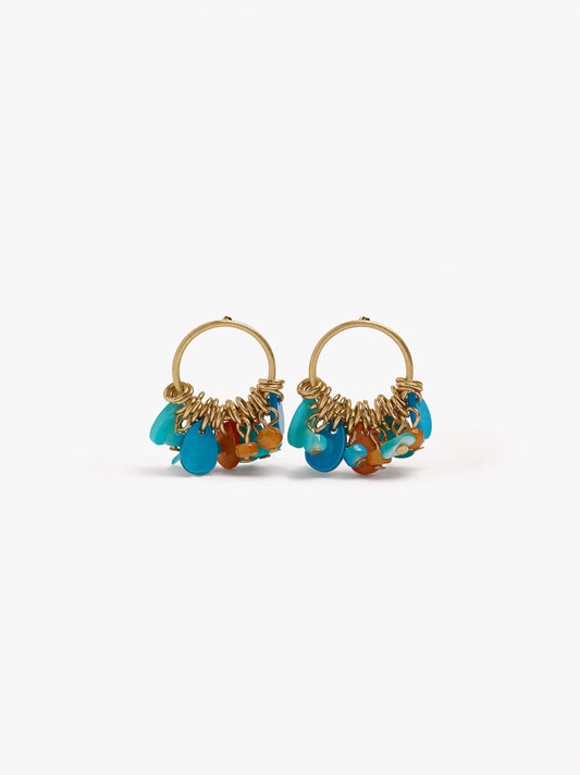 Earrings With Shells And Multicolor Stones