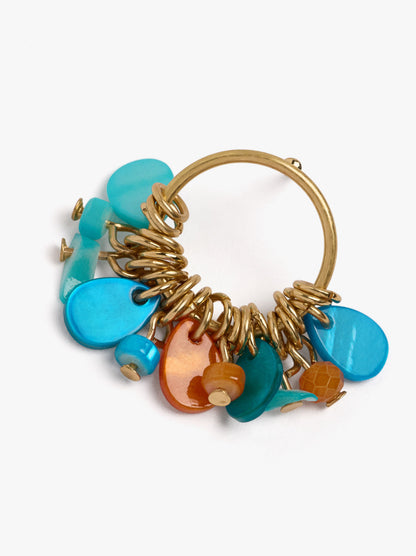 Earrings With Shells And Multicolor Stones
