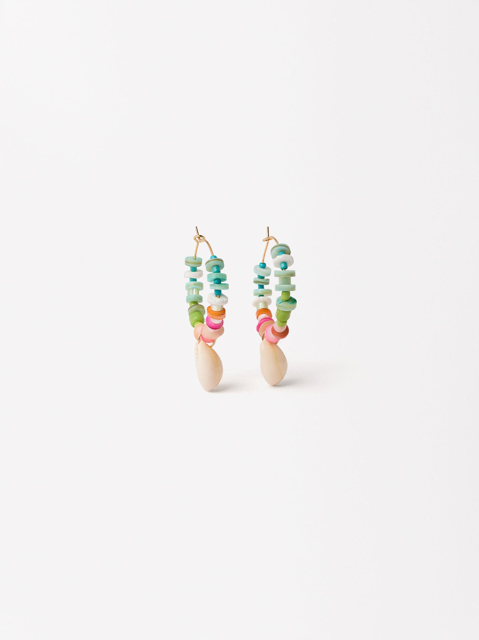 Multicolored Cowrie Hoops Earrings