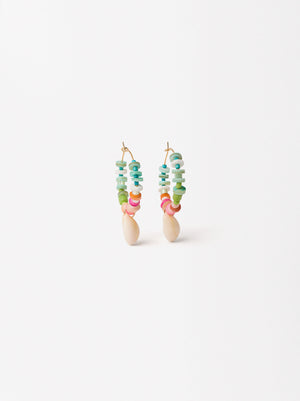 Multicolored Cowrie Hoops Earrings