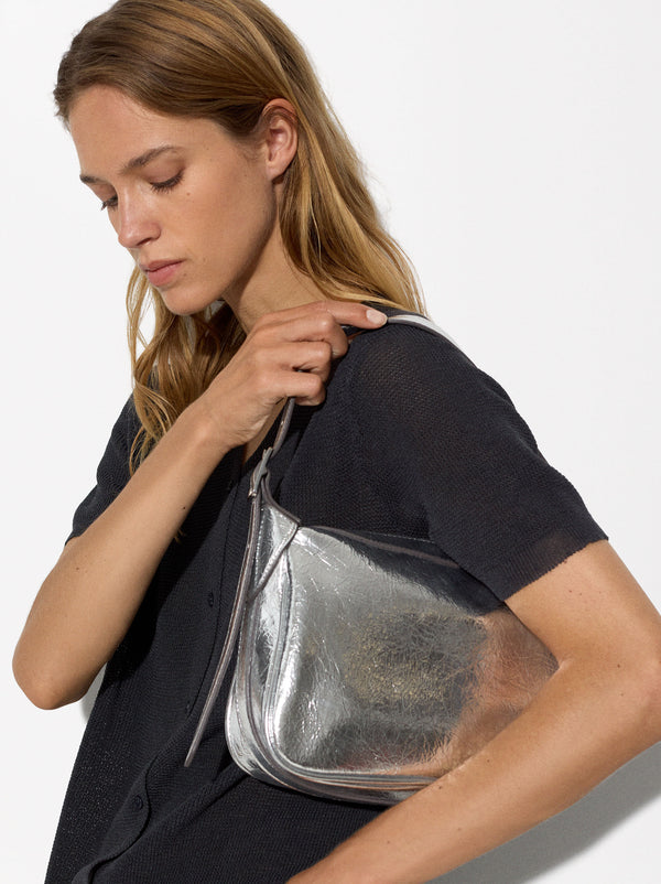 Metallic Shoulder Bag With Strap