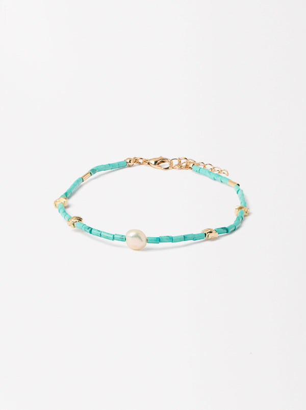 Anklet Bracelet With Shells And Pearls