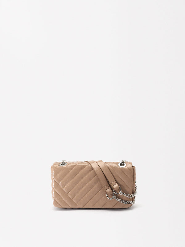 Quilted Crossbody Bag With Chain