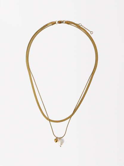 Set Of Pearl Necklaces - Stainless Steel