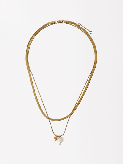 Set Of Pearl Necklaces - Stainless Steel