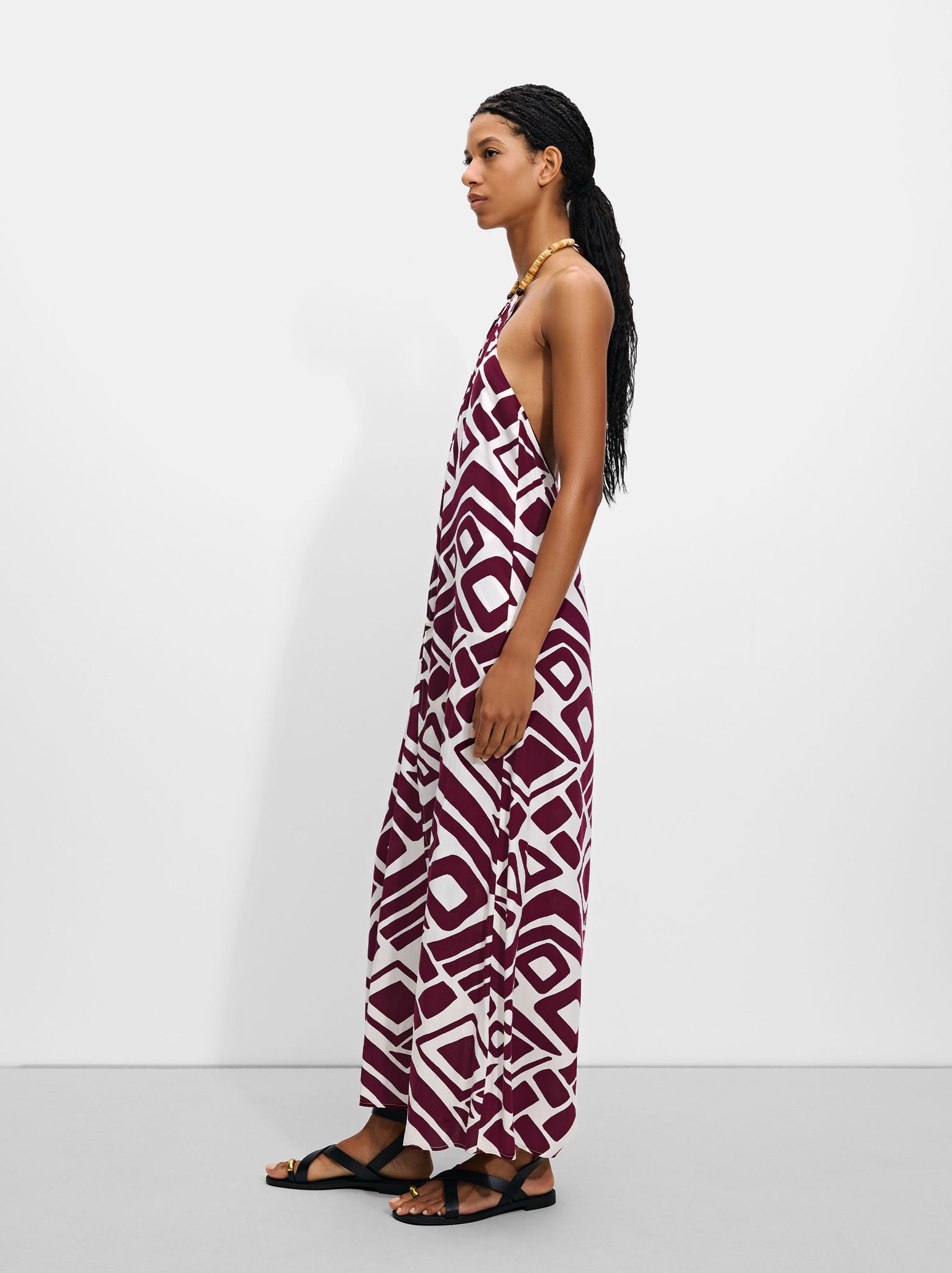 Long Dress With Print And Beads