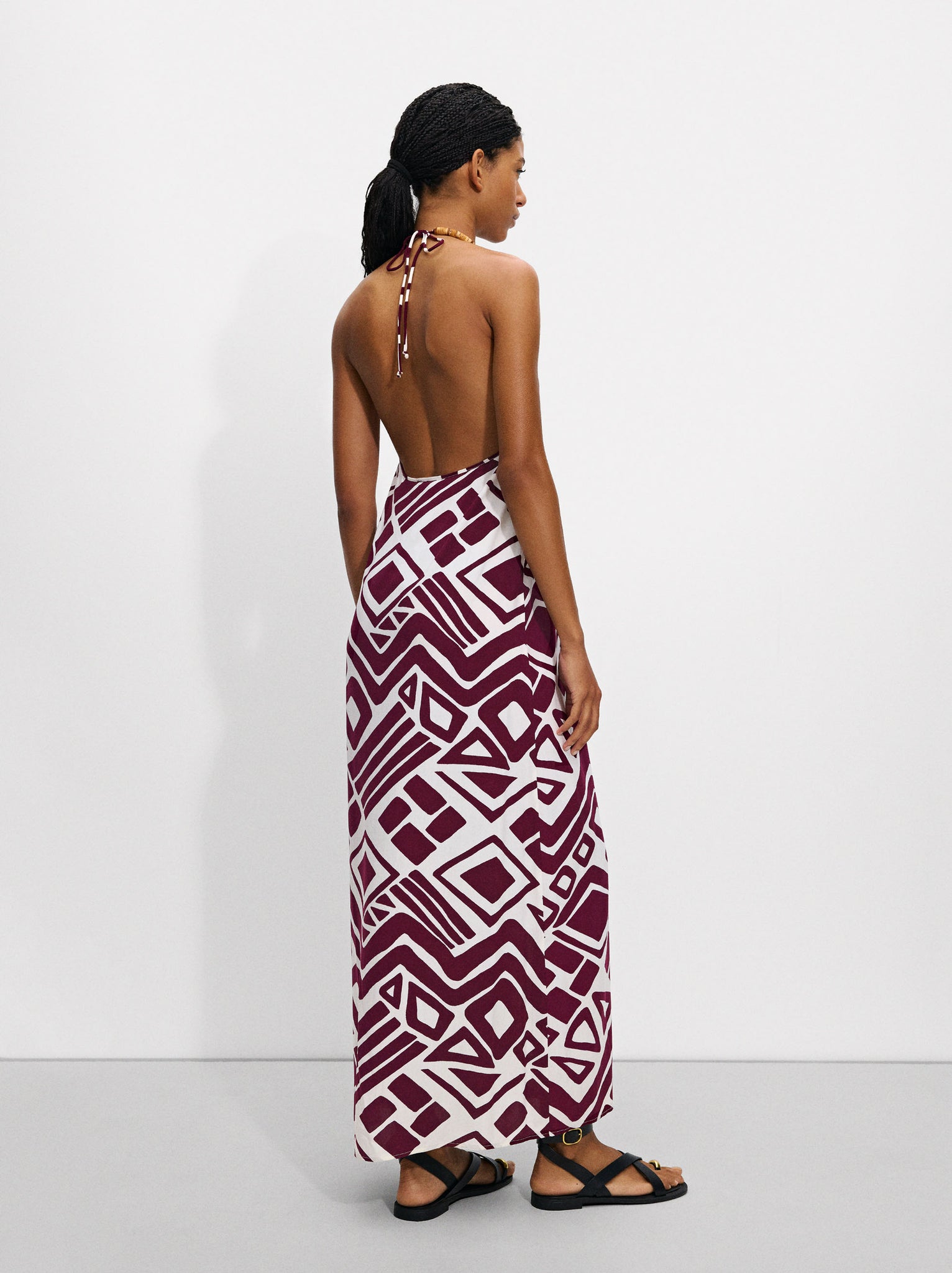 Long Dress With Print And Beads