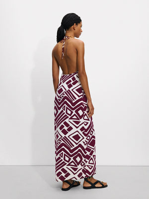 Long Dress With Print And Beads